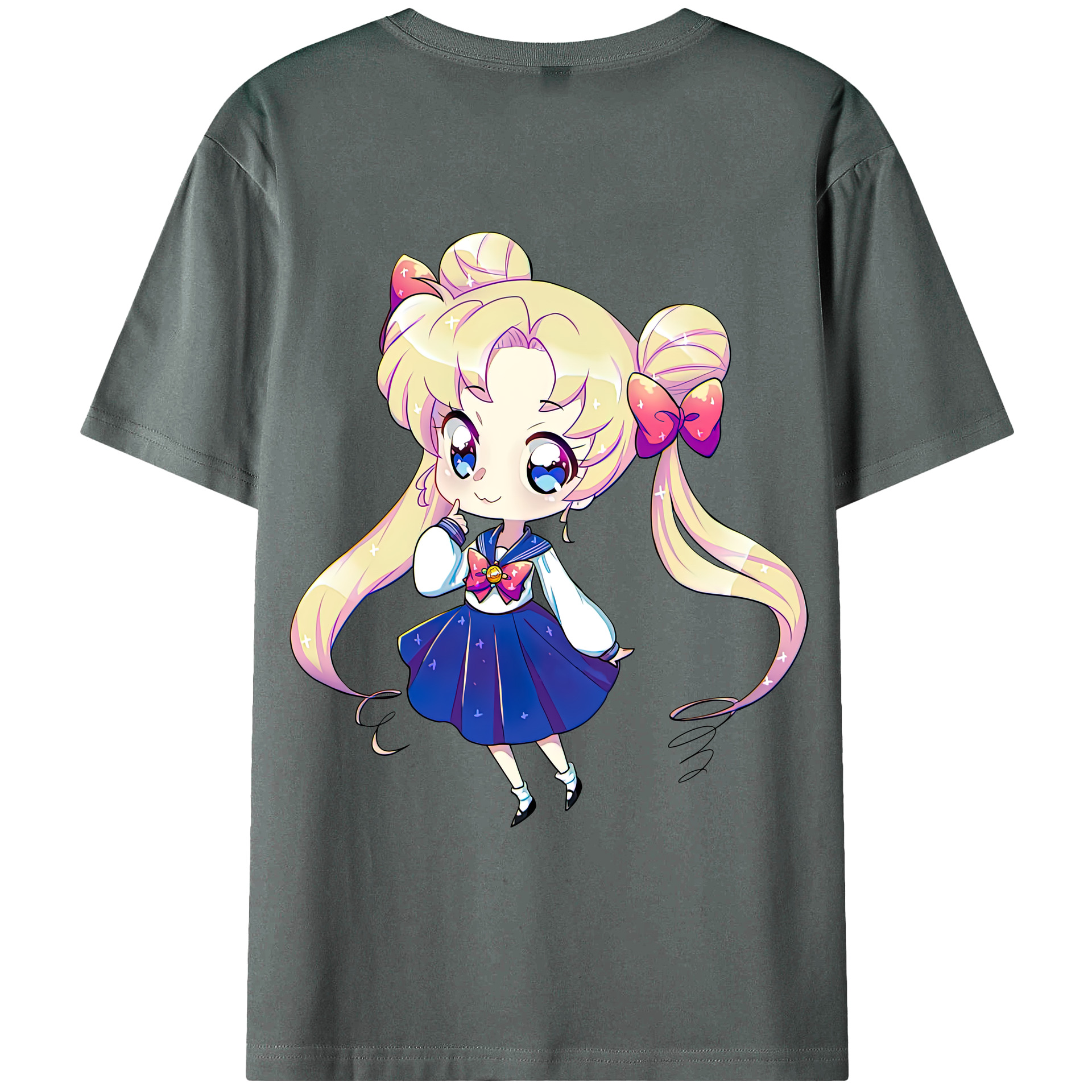 （画像用） 美少女戦士セーラームーン 月野 うさぎ つきの うさぎ Sailor Moon Tsukino Usagi 綿100％ メンズ半袖Tシャツ（バックプリント） 通気性